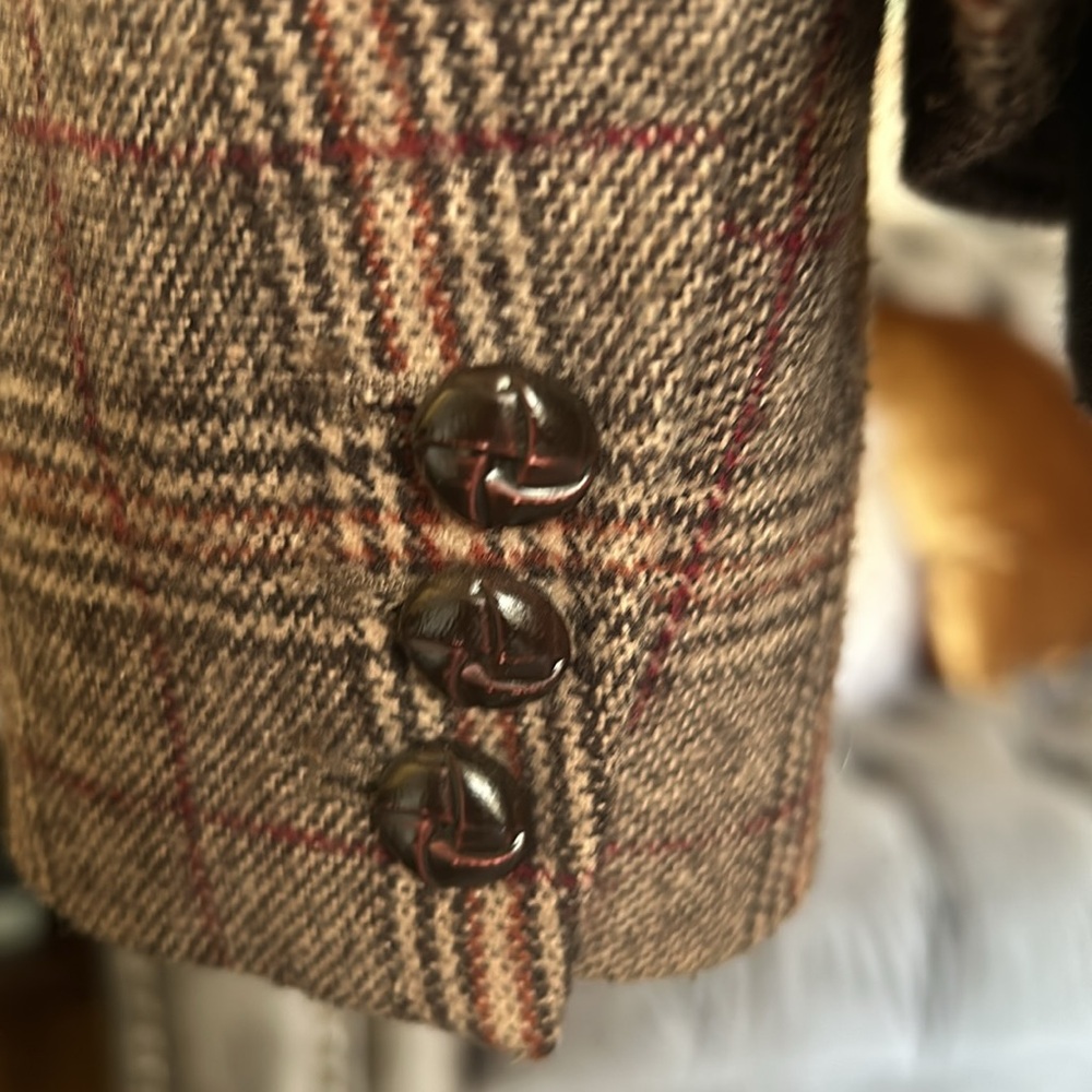 L.O.G.G. by H&M Wool blend plaid academia brown rust silky lining pockets - Picture 6 of 8